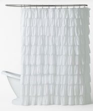 Kate Aurora Shabby Chic Style White Crushed Ruffle Fabric Shower Curtain - Standard Size