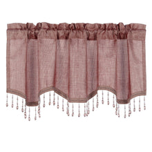 Kate Aurora 1 Piece Moroccan Sparkle Rod Pocket Semi Sheer Voile Beaded Trim Window Valance - Burgundy