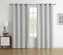 Kate Aurora Chic Living 100% Max Blackout Trellis Clover Thermal Curtains - 52 in. W x 63 in. L, White
