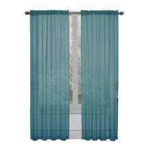 Kate Aurora 2 Piece Winter Blue Rod Pocket Sheer Voile Window Curtain Panels - 84 in. Long
