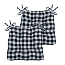 Kate Aurora Country Living Gingham Plaid Checkered Country Farmhouse Chair Cushion Pads - 2 Piece, Black