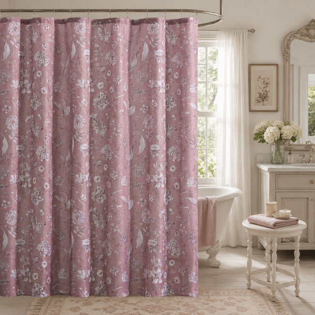 Kate Aurora Shabby Chic Floral Garden Fabric Shower Curtain - Standard Size