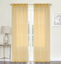 Kate Aurora Chic Living Jillian 2 Piece Ultra Lux Wide Rod Pocket Sheer Vole Window Curtain Panels - 84 in. Long - Gold