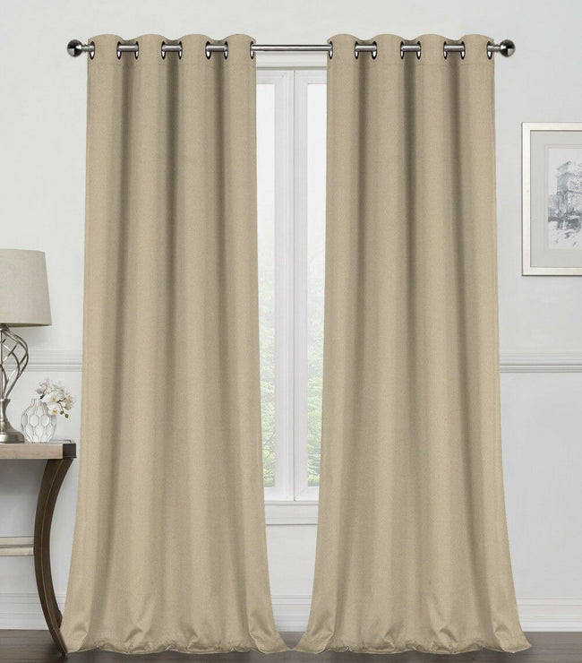 GoodGram 2 Pack: Hotel Thermal Grommet 100% Blackout Curtains - 52 in. W x 63 in. L, Monterey Taupe