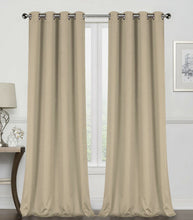 GoodGram 2 Pack: Hotel Thermal Grommet 100% Blackout Curtains - 52 in. W x 63 in. L, Monterey Taupe
