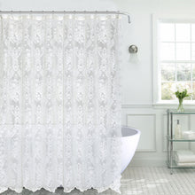 Kate Aurora Country Farmhouse Shabby Chic Floral Lace Shower Curtain - Off White