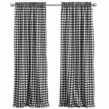 Kate Aurora Country Farmhouse Buffalo Check Plaid Gingham Single Window Curtain - 42 in. W x 63 in. L, Black