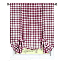GoodGram Buffalo Check Plaid Gingham Tie Up Window Single Curtain Shade - 42 in. W x 63 in. L, Burgundy