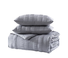 Kate Aurora Modern Accents Jodi Ruffled Embossed 3 Piece Comforter & Pillow Shams Set  , Gray - Queen