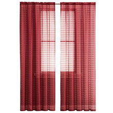 Kate Aurora 2 Piece Rod Pocket Plaid Sheer Voile Window Curtain Panels - 84 in. Long - Red