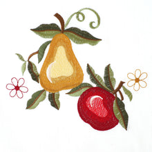 Kate Aurora Embroidered Fruit Medley 3 Piece Cafe Rod Pocket Kitchen Curtain And Valance Set - 24 in. Long