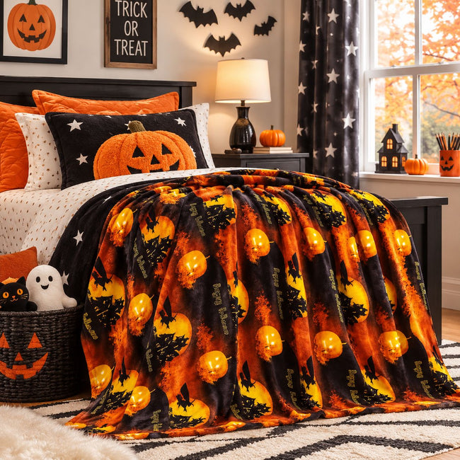 Kate Aurora Ultra Soft & Cozy Halloween Flying Witches Plush Throw Blanket Cover - 50 in. W x 60 in. L