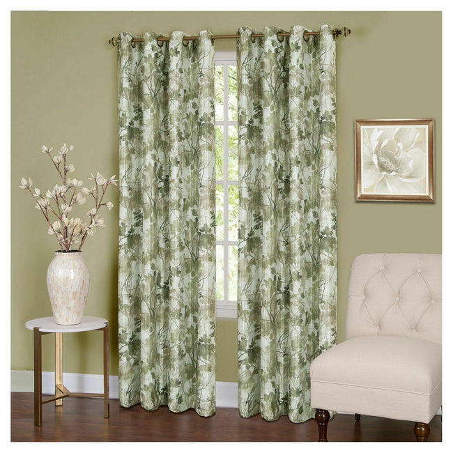 Kate Aurora Country Living 100% Thermal Lined Grommet Top Floral Room Darkening Curtains - 50 in. W x 63 in. L, Green