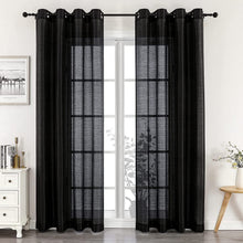 GoodGram 2 Piece Sheer Voile Faux Silk Spring & Summer 84 in. L Grommet Top Curtain Panels - 52 in. W x 84 in. L, Black