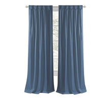 Kate Aurora 1 Piece Grant Light Filtering Button Pleated Rod Pocket & Back Tab Window Curtain Panel - 63 in. Long - Navy Blue