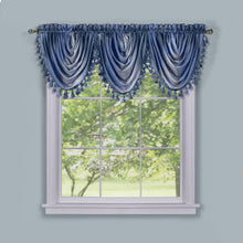 GoodGram Royal Ombre Crushed Semi Sheer Complete 6 Piece Window Curtain & Valance Set - 50 in. W x 84 in. L, Blue