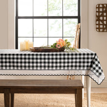Kate Aurora Country Farmhouse Plaid Buffalo Check Stain & Spill Proof Fabric Tablecloths - 60in. X 104in. (8-10 Chairs), Blac