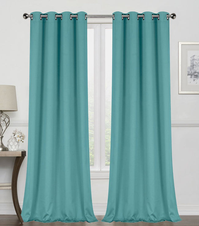 Kate Aurora Teal 2 Piece Grommet Top Blackout Curtain Panels For Extra Long Windows - 95 in. Long