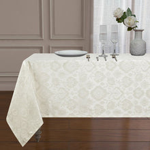 Kate Aurora Regency Collection Raised Jacquard Damask Fabric Tablecloth - 54 in. W x 84 in. L (6-8 Chairs), Beige