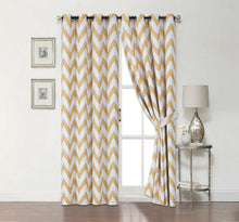 Kate Aurora 2 Pack Room Darkening Juvi Chevron Grommet Top Window Curtains With Tiebacks - 50 in. W x 63 in. L, Yellow