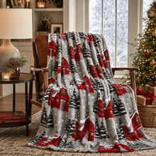 Kate Aurora Ultra Soft & Cozy Christmas Gray Snowy Barn Plush Accent Throw Blanket Cover - 50 in. W x 60 in. L