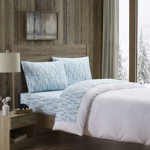 Kate Aurora Holiday Essentials Cozy Bed Collection Deep Pocket 100% Cotton Flannel Winter Blue Snowy Christmas Trees 4 Piece 