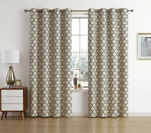 Kate Aurora Chic Living 100% Max Blackout Trellis Clover Thermal Curtains - 52 in. W x 63 in. L, Beige