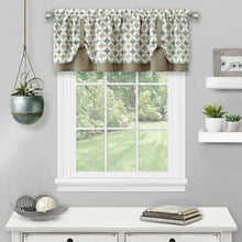 Kate Aurora Modern Geometric Button Tuck Window Valance - 58 in. W x 15 in. L, Taupe