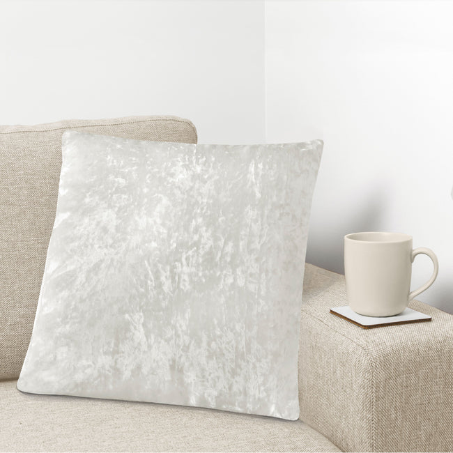Kate Aurora Belissima Textured Velvet 18" x 18" Filled Accent Throw Pillow - Creamy White
