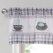 GoodGram Plaid Coffee Time 3 Pc Cafe Kitchen Curtain Tier & Valance Set - 56 in. W x 36 in. L, Gray