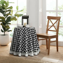 Kate Aurora Country Farmhouse Plaid Buffalo Check Stain & Spill Proof Fabric Tablecloths - 70 in. Round, Black