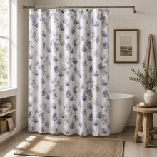Kate Aurora Amagansett Lavender Watercolor Petals Fabric Shower Curtain - Standard Size