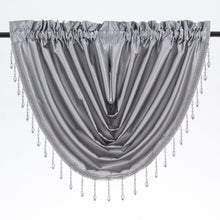 Kate Aurora Lux Living Complete 9 Piece Semi Sheer Rod Pocket Window Curtain & Valance Set - 52 in. W x 84 in. L, Silver/Gray