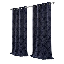 Kate Aurora Living 2 Pack Delaney Room Darkening Damask Print Grommet Curtain - 52 in. W x 84 in. L, Navy