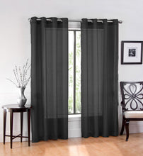 GoodGram Ultra Luxurious Elegant Sheer Grommet Single Curtain Panel - 54 in. W x 84 in. L, Black