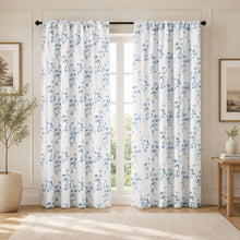 Kate Aurora 1 Piece Printed Cherry Blossom Rod Pocket Window Curtain Panel - Blue