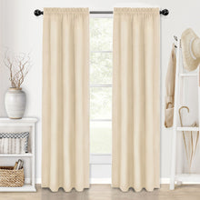 Kate Aurora 2 Piece Hamptons Coastal Living Textured Semi Sheer Rod Pocket Curtain Panels - 84 in. Long - Tan