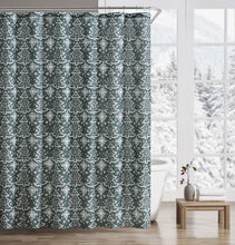 Kate Aurora Tis The Season Winter Christmas Trees & Snowflakes Green Fabric Shower Curtain - Standard Size