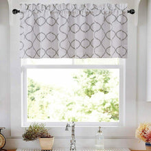 Kate Aurora Shabby Chic White & Gray Trellis Clover Rod Pocket Window Valance - 56 in. W x 15 in. L, White/Gray