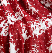 Kate Aurora Holiday Living Red Christmas Three Kings Plush Accent Throw Blanket - 50 in. W x 60 in. L