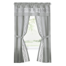 Kate Aurora Pacifico 5 Piece Rod Pocket All In One Attached Semi Sheer Window Curtain Panels & Valance Set - 84 in. Long - Si