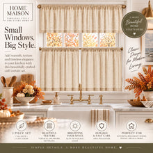 Kate Aurora Farmhouse Rustic Chic Complete 3 Piece Beige Cafe Kitchen Curtain Tier & Valance Set