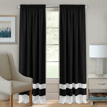 Kate Aurora 2 Pack Shabby Linen Farmhouse Sheer Flax Window Curtains - 52 in. W x 63 in. L, Black