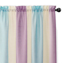 Kate Aurora 2 Pack Rainbow Striped Rod Pocket Semi Sheer Linen Window Curtains - 50 in. W x 84 in. L, Lilac/Turquoise