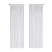 Kate Aurora Chic Living Jillian 2 Piece Ultra Lux Wide Rod Pocket Sheer Vole Window Curtain Panels - 63 in. Long - White
