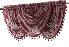 Kate Aurora Organza Sheer Milawi Complete 5 Piece Window Curtain Set - Brick/Burgundy