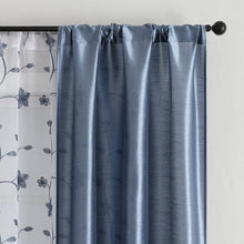 Kate Aurora Jasmine Embroidered 6 Piece Rod Pocket Coordinating Sheer Window Curtain Panels - Blue