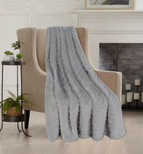 Kate Aurora Salon de Maison Faux Shearling Ultra Plush Gray Chevron Throw Blanket - 50 in. x 60 in.