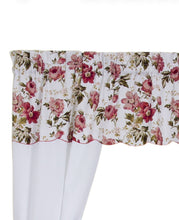 Kate Aurora 5 Piece Pink And White Vintage Roses Cafe Rod Pocket Kitchen Curtain and Valance Set - 24 in. Long