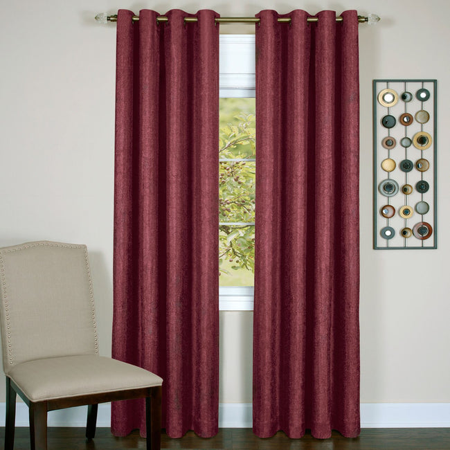 Kate Aurora  Vesper Room Darkening Grommet Top Crinkled Satin Lined Single Window Curtain Panel - 84 in. Long - Burgundy